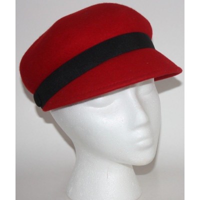 RED Wool Felt Dress Church Hat s Sz SmM RED HAT SOCIETY Black Trim EUC  eb-68505989